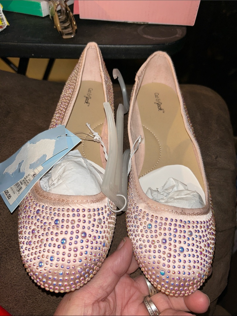 Cat & Jack Pink Rhinestone Ballet Flats